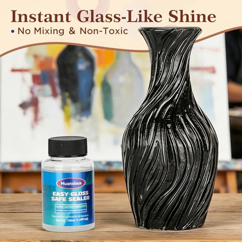 Air-Dry Clay Varnish, Clear Gloss, Low Odor, ASTM D-4236, 100 mL - size: 100ml (3.38 fl oz)