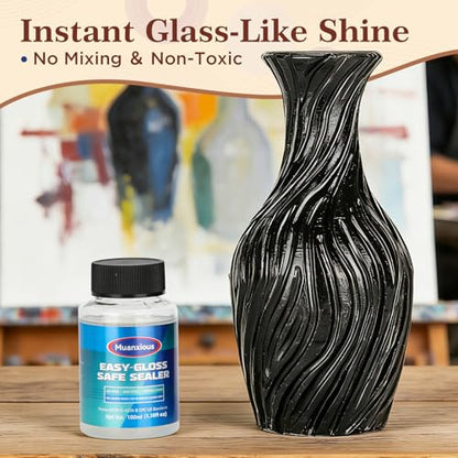Air-Dry Clay Varnish, Clear Gloss, Low Odor, ASTM D-4236, 100 mL - size: 100ml (3.38 fl oz)