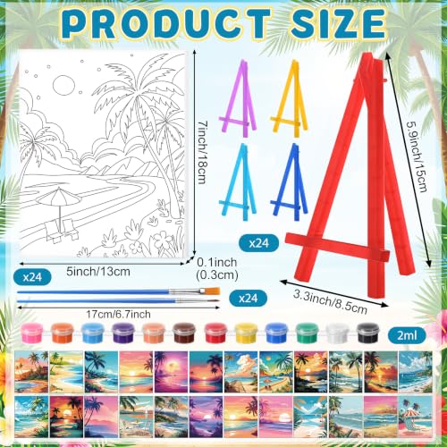Blosssound 24 Pack Pre Drawn Canvas to Paint Pre Printed Easel Kit, Hawaii - style: Hawaii