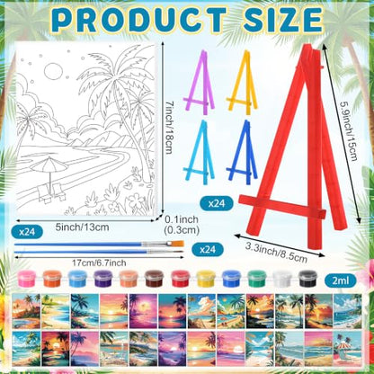 Blosssound 24 Pack Pre Drawn Canvas to Paint Pre Printed Easel Kit, Hawaii - style: Hawaii