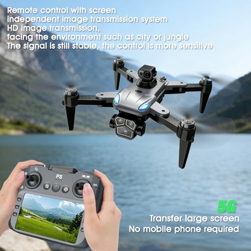 4K Drone with Camera for Adults, Foldable quadcopter drone with 4.3-inch screen remote controller,Automatic obstacle avoidance,One-Key Takeoff & Auto Follow,Under 249g，Brushless Motor FPV Drone (black)