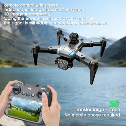 4K Drone with Camera for Adults, Foldable quadcopter drone with 4.3-inch screen remote controller,Automatic obstacle avoidance,One-Key Takeoff & Auto Follow,Under 249g，Brushless Motor FPV Drone (black)