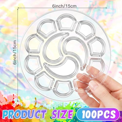 100 Pcs Large Clear Paint Tray Palette, Round - style: Round