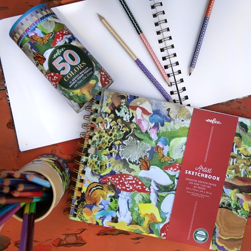 eeBoo Mushrooms Spiral Bound Sketchbook, 80 Pages, 9.5" x 7.5" - style: Mushrooms