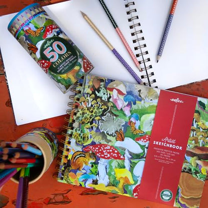 eeBoo Mushrooms Spiral Bound Sketchbook, 80 Pages, 9.5" x 7.5" - style: Mushrooms