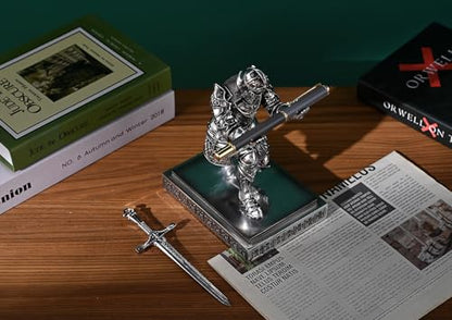 King's Guard Knight Pen Holder with a Letter Opener Desk Organizers Silver - color: Silver(plating)