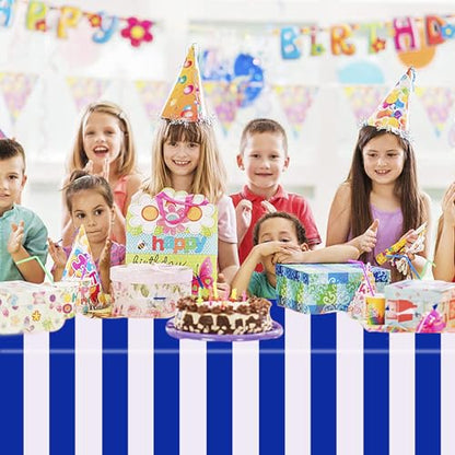 Kesfey Blue Striped Tablecloth Picnic Horizontal Stripe Table Cover 3 Packs - color: Blue Horizontal Striped