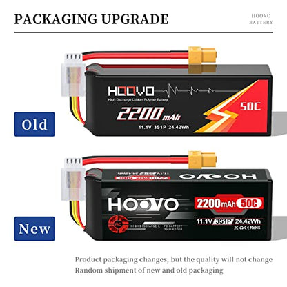 HOOVO 3S 11.1V 2200mAh 50C Lipo Battery with XT60 Connector 2 Pack