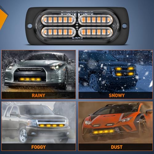 Nilight 4PCS LED Strobe Lights 12V 24V Sync Feature Amber - color: Amber w/Controller