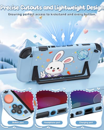 Switch 2 Cute Case,FYOUNG Dockable Kawaii Blue Bunny Protective Cover Shell - color: Blue Bunny, size: 7.9Inch Switch 2