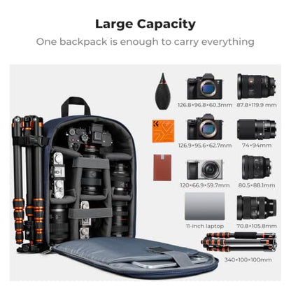 K&F CONCEPT Camera Backpack, DSLR/SLR/Mirrorless Photography Camera Bag - color: 05-Blue