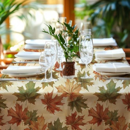 Niuara Fall Maple Plastic Table Cloth Disposable, 4 Pack, 54 x 108 in - color: Fall Maple, size: 54" x 108" - 4 Packs