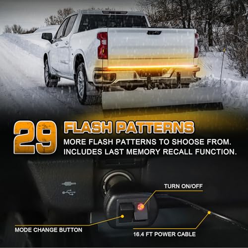 XRIDONSEN 60 inch Tailgate Emergency Lights Strip Amber Strobe Lights - color: Amber/Yellow