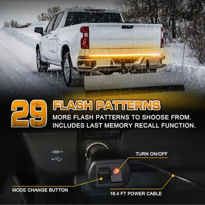 XRIDONSEN 60 inch Tailgate Emergency Lights Strip Amber Strobe Lights - color: Amber/Yellow