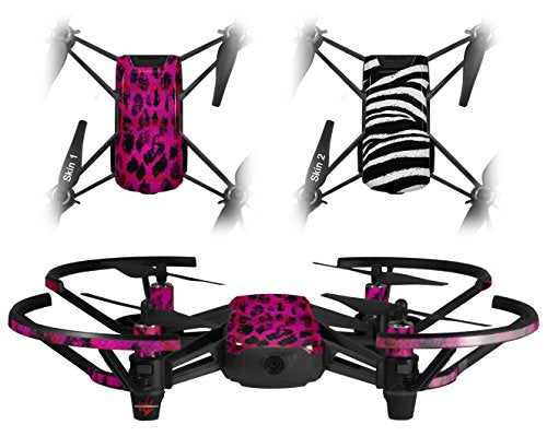 Skin Decal Wrap 2 Pack Compatible with DJI Ryze Tello Pink Distressed Leopard Drone NOT Included