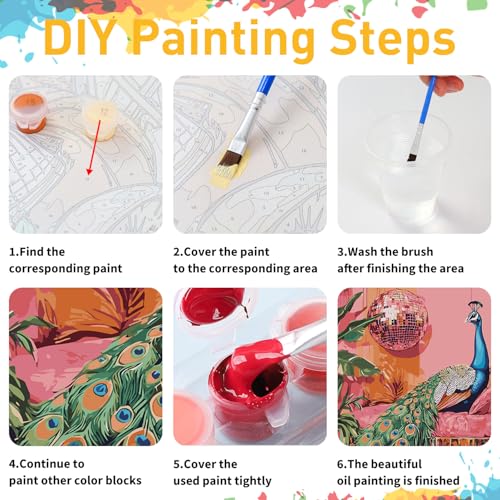 Mandun Peacock Paint by Numbers Kit for Adults, 16x20 inch - color: Peacock