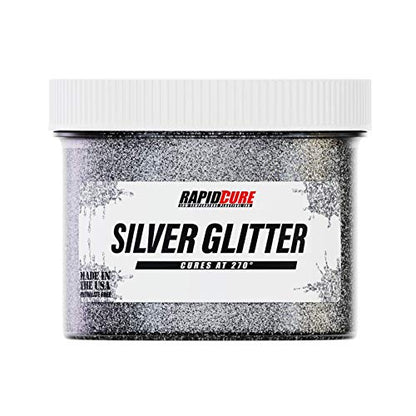 Rapid Cure® Silver Glitter Plastisol Ink - Screen Printing Ink, Pint - color: Silver Glitter, size: 16 fl oz