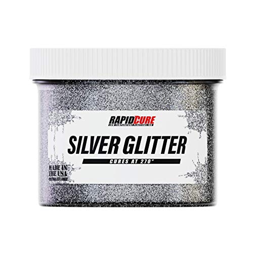 Rapid Cure® Silver Glitter Plastisol Ink - Screen Printing Ink, Gal. - color: Silver Glitter, size: 128 fl oz