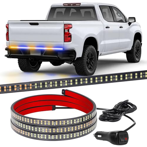 XRIDONSEN 48 inch 288 LED Tailgate Strobe Lights Rear Emergency Lights - color: Amber/Blue