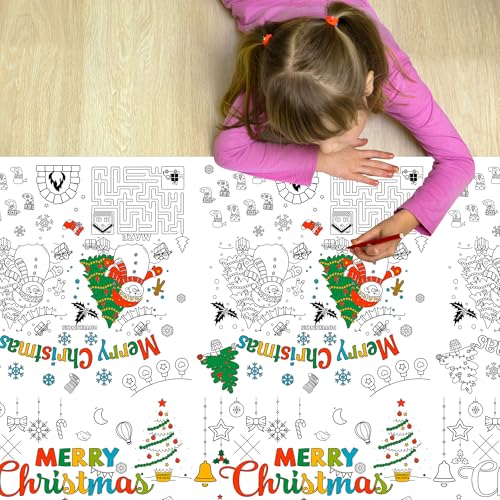 Large Christmas Coloring Tablecloth, 54 x 108 Inches - color: Christmas