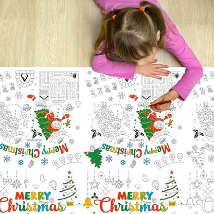 Large Christmas Coloring Tablecloth, 54 x 108 Inches - color: Christmas