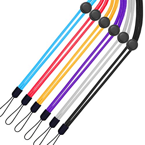 YOUOWO 6Pack 6Colours Adjustable Neck Lanyards,Circular,Multicolor - color: Black, Gray, Purple, Red, Blue, Yellow