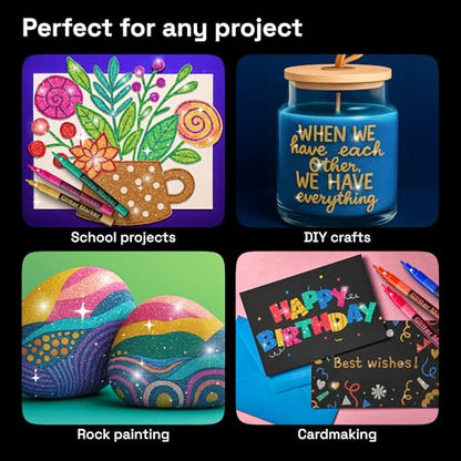 ARTISTRO 12 Glitter Paint Pens for Glass Marking - Extra-Fine Tip - color: Glitter