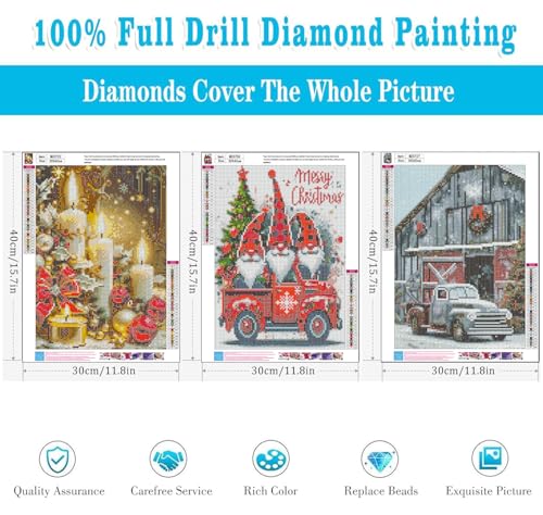 3 Pack Diamond Painting Kits for Adults Christmas Diamond Art Kit 12x16in - color: 3 Pack Christmas-D, size: 11.8 × 15.7 in (30 × 40 cm)