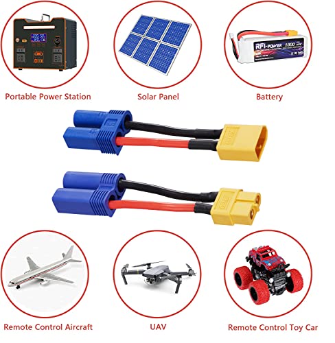 4pcs XT60 to EC5 Adapter with 50mm 14AWG xt60 ec5 Adapter - size: XT60-EC5