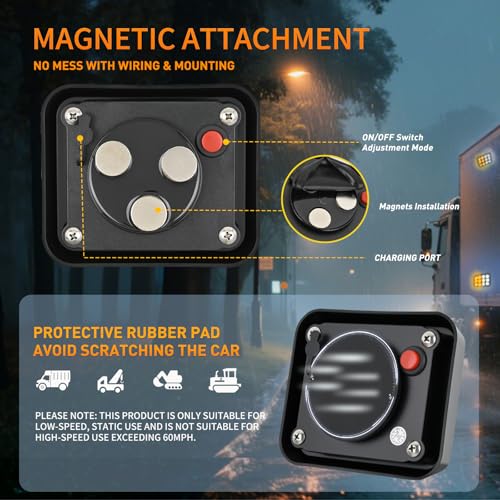 Nilight 12LED Magnetic Wireless Trailer Lights 2PCS Amber and White - color: 12LED Amber White