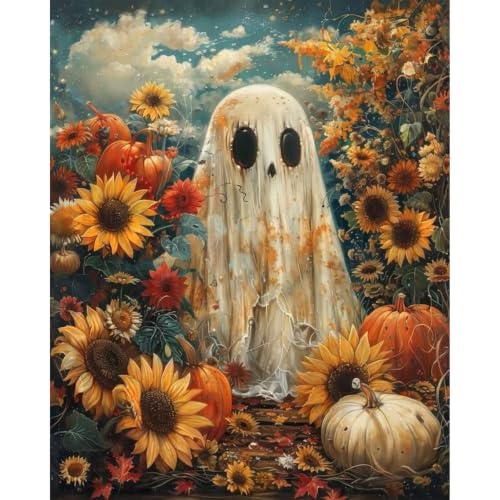 Paint by Numbers for Adults Ghosts, Halloween Paint by Number on Canvas - color: MT23076