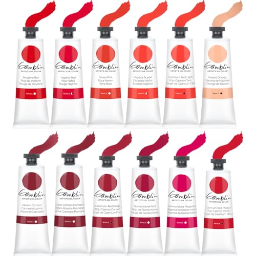 Gamblin Artist Oil Paint Set For Professionals - RED SET - 37ml Tubes - color: Red