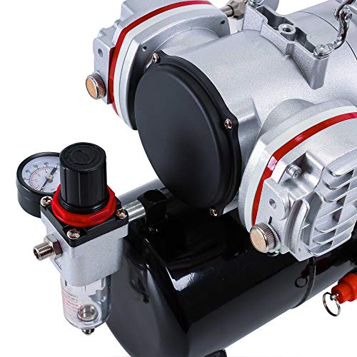 Master Airbrush TC-828 Airbrush Compressor with Tank- 1/4 HP Twin Cylinder - style: Dual Piston with Tank