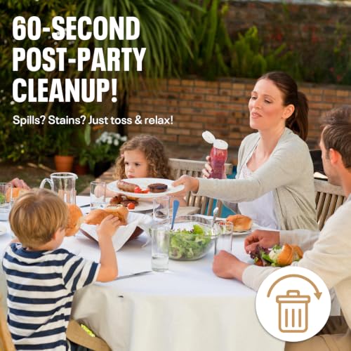 54IN X 600FT Plastic Table Cover Roll with Cutter Box, Cut to Size Plastic Table Cloths for Parties, Birthday, (White, 54"x7680"(Rectangular)) - color: White, size: 7680" x 54" (Rectangular)