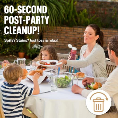 54IN X 600FT Plastic Table Cover Roll with Cutter Box, Cut to Size Plastic Table Cloths for Parties, Birthday, (White, 54"x7680"(Rectangular)) - color: White, size: 7680" x 54" (Rectangular)