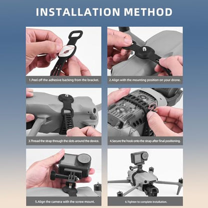 Camera Expansion Mount Bracket Holder, Expandable Accessory Mounting Adapter with Silicone Strap for Air 3S Air 3 Pro Drone and Go 3 Action 5 Ca