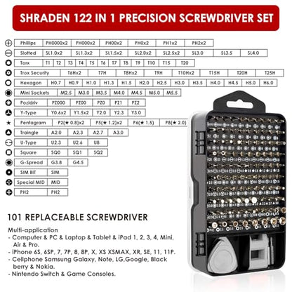 SHARDEN 122 in 1 Precision Screwdriver Set With CR-V Steel Bits(Grey) - color: Grey