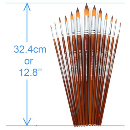 13 Pcs Pointed Round Large Paint Brushes Set, Synthetic Hair, Long Handle - color: Round