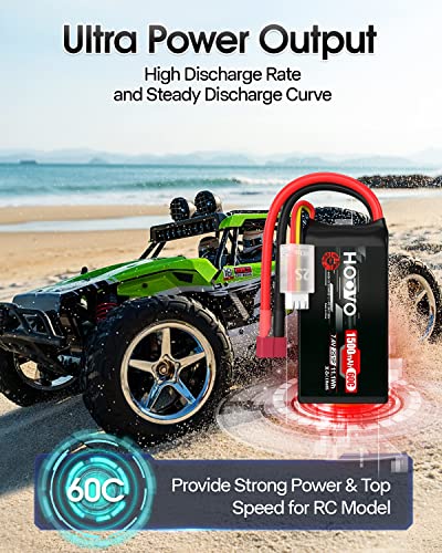 HOOVO 2S 7.4V 1500mAh 60C RC Lipo Battery Pack with T Connector 2 Packs