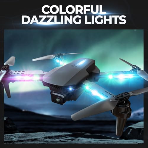 BEZGAR Drone with LED Lights for Adults and Kids Beginners, Black - color: Black
