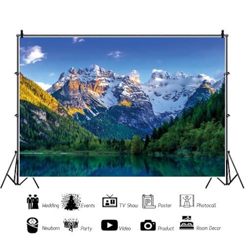 Lake Snow Mountain Pine Forest Backdrop 6x4ft Spring Background - color: Style 4, size: 6ftx4ft