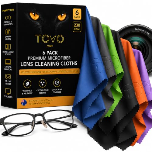 Microfiber Cleaning Cloth – 6 Pack, 230 GSM Ultra Soft Lens Cloth for Glasses, Camera & Screens, Streak-Free, Lint-Free, Scratch-Safe (6x7 Inch) - color: Brilliant Series, size: 6 Pack