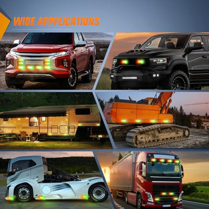 Nilight 4PCS LED Strobe Lights 12V 24V Sync Feature Amber Green - color: Amber Green w/Controller