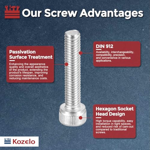 Socket Head Cap Screws M5-0.8x100mm 304 Stainless Steel Silver 10pcs - size: M5-0.8x100mm