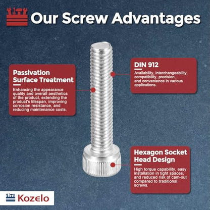 Socket Head Cap Screws M5-0.8x100mm 304 Stainless Steel Silver 10pcs - size: M5-0.8x100mm