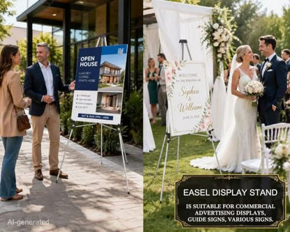 MXG 64" Adjustable Aluminum Large Display Stand,Easel for Painting & Sign - color: Silver