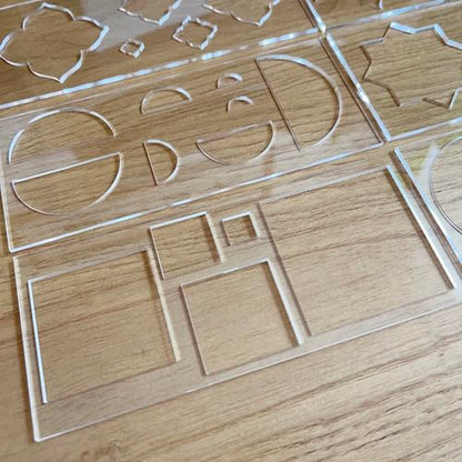 Mandala Art Stencils Set, 6 Clear Acrylic Shapes with 5 Sizes Each, Drawing Templates for Dot Art, Circles, Squares