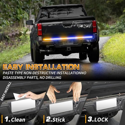 XRIDONSEN 48 inch 288 LED Tailgate Strobe Lights Rear Emergency Lights - color: Amber/Blue