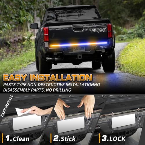 XRIDONSEN 48 inch 288 LED Tailgate Strobe Lights Rear Emergency Lights - color: Amber/Blue