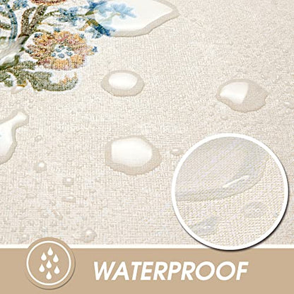 AIRCOWRIE Waterproof Rectangle Vinyl Tablecloths 120x54 Inch - color: Flower, size: 120" x 54" (Rectangular)